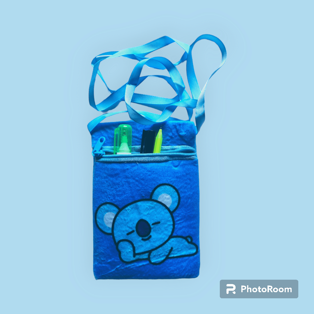 Inkarto Light Blue Bt21 Bts furr pouch for kids Return gifts | Fur Pencil Pouch for kids | Pack of 1