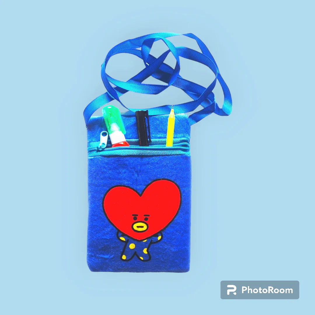 Inkarto Navy Blue Bt21 Bts furr pouch for kids Return gifts | Fur Pencil Pouch for kids | Pack of 1