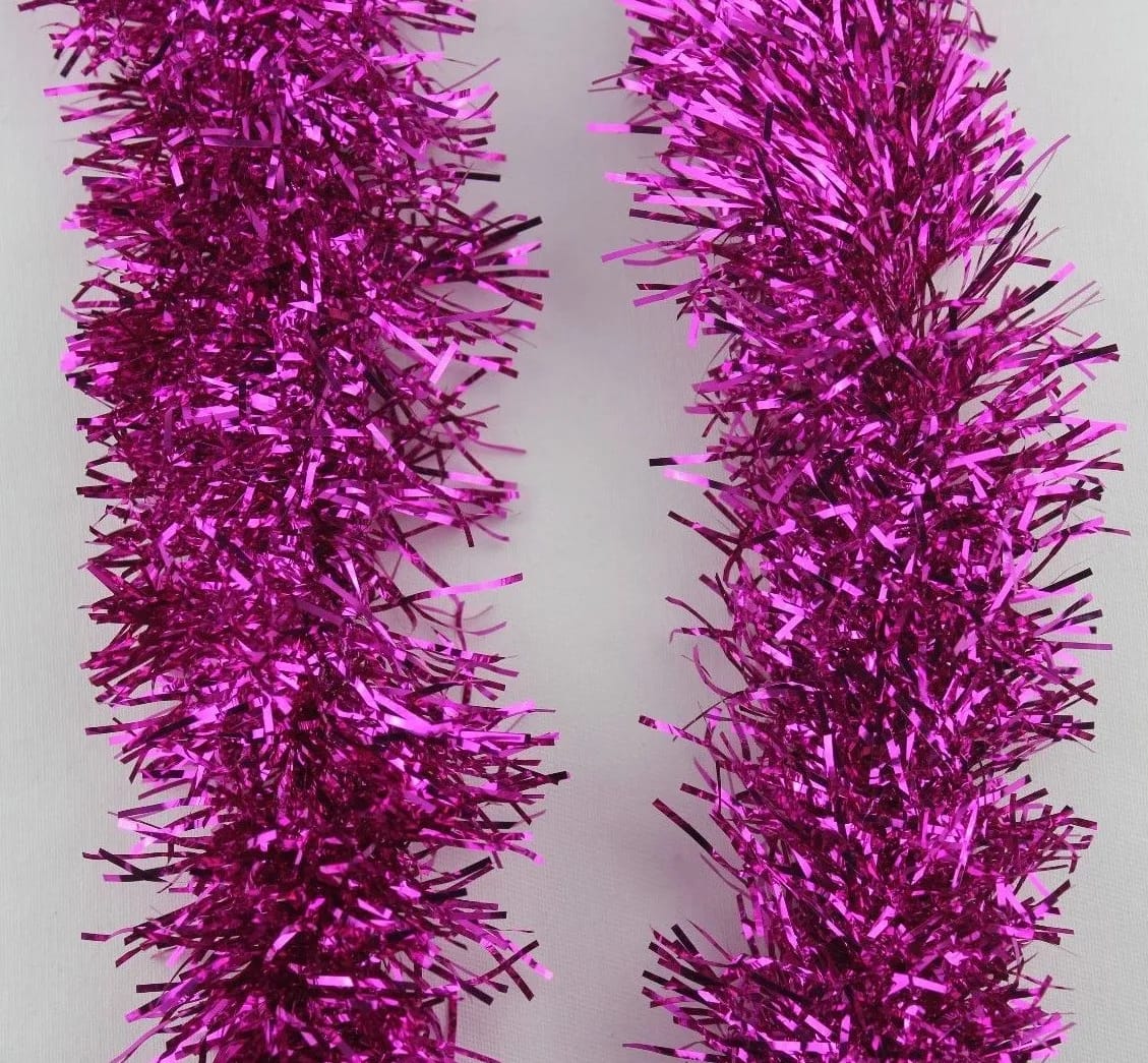 Inkarto pink 6 Feet Christmas Foil Tinsel Garland Decoration, for Holiday Tree Wall Rail Home Office Event