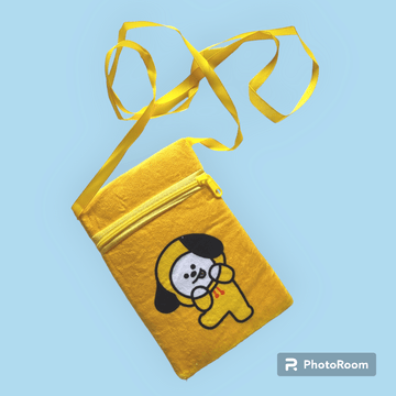 Inkarto Yellow Bt21 Bts furr pouch for kids Return gifts | Fur Pencil Pouch for kids | Pack of 1