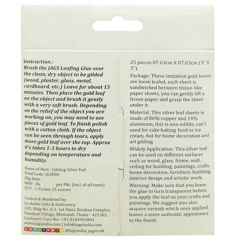jags-mumbai Paper Jags Gilding Foil 3X3 Inch Silver