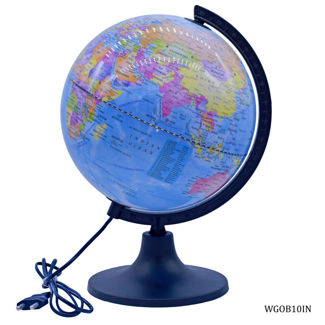 World Globe Ornate 10 Inch Blue With LED Light WGOB10IN