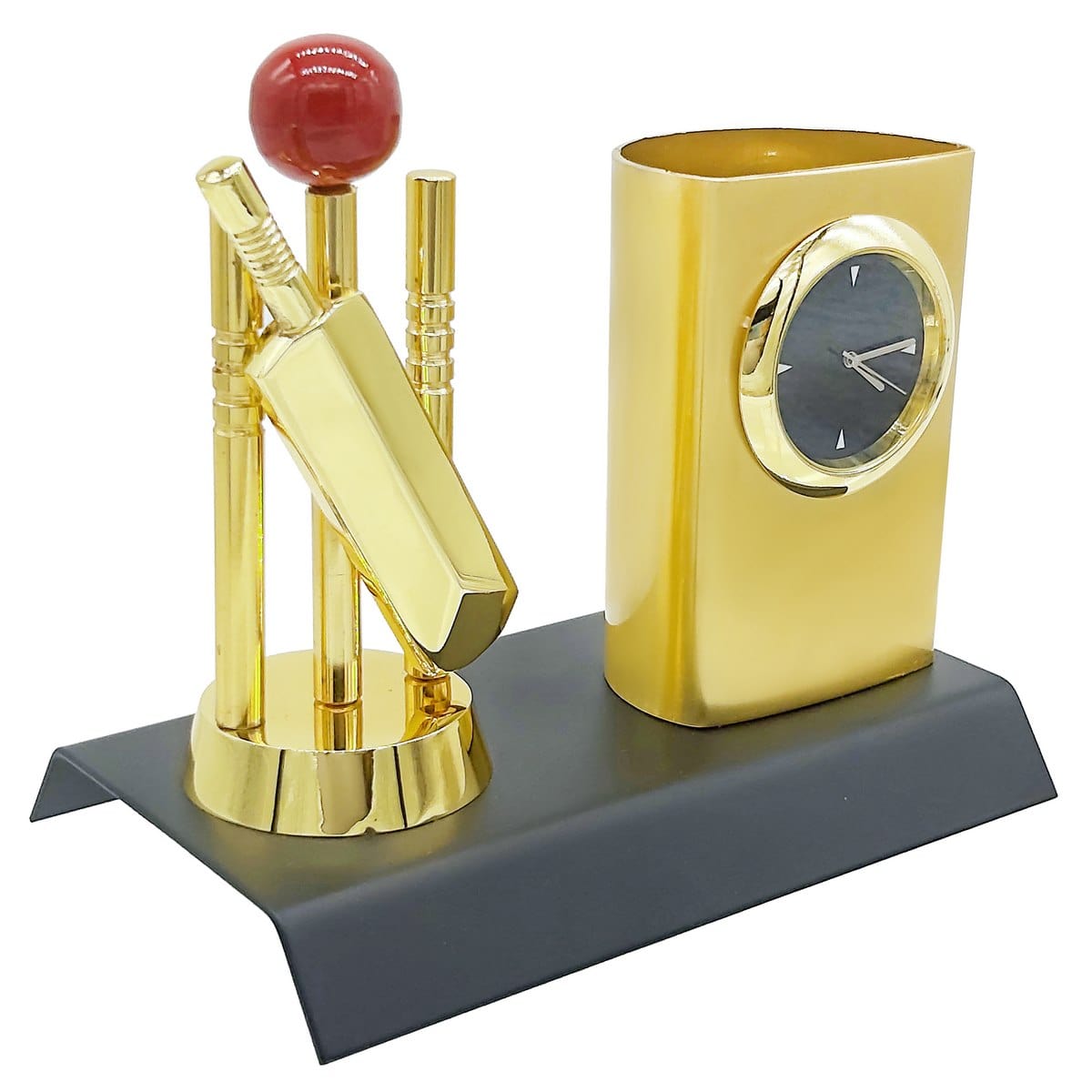 jags-mumbai 1 Pen Stand Table Top Cricket Tophi with Pen Stand Clock TT581