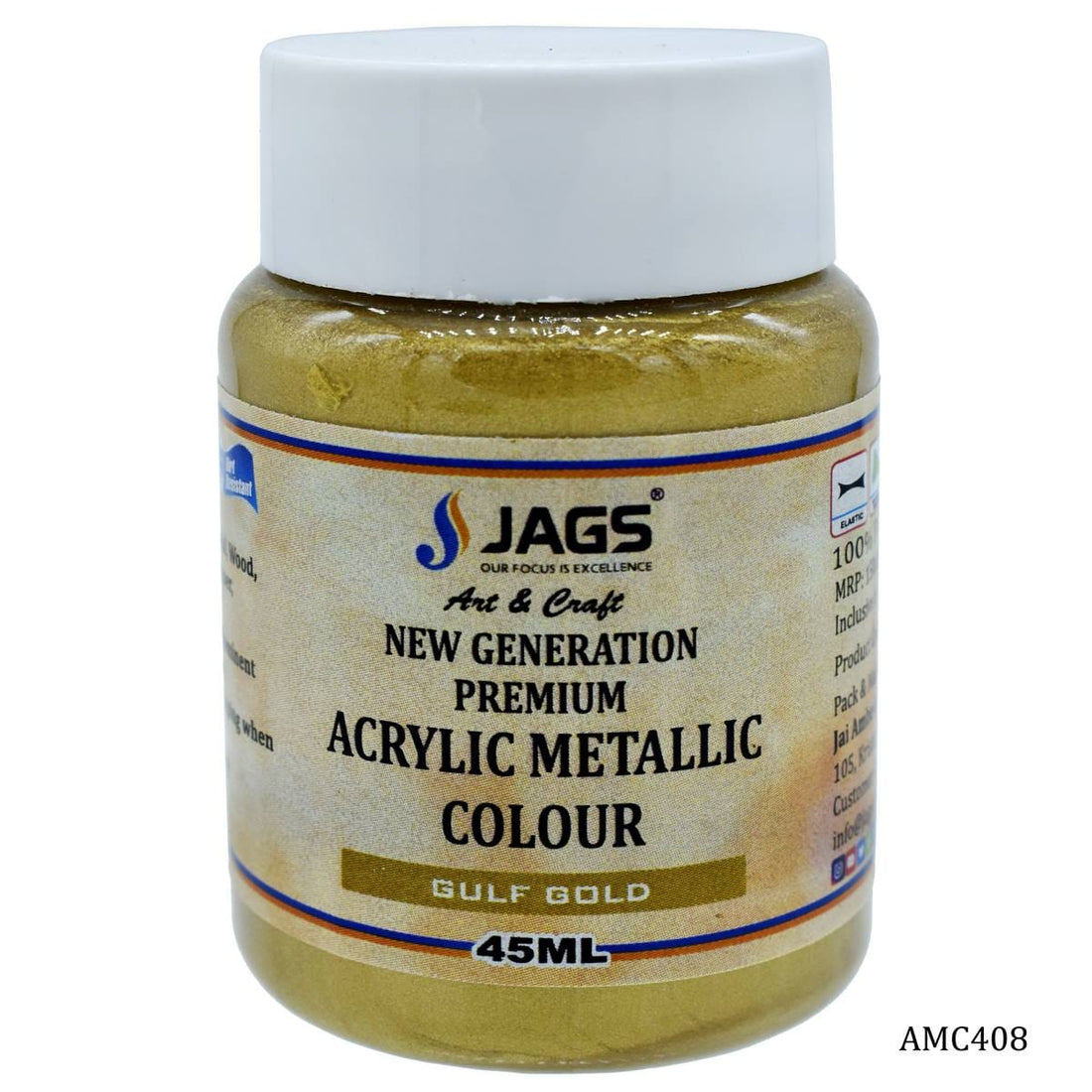 jags-mumbai Acrylic & Glass Colours Acrylic Metallic Col 45Ml Gulf Gold Code 111 AMC408