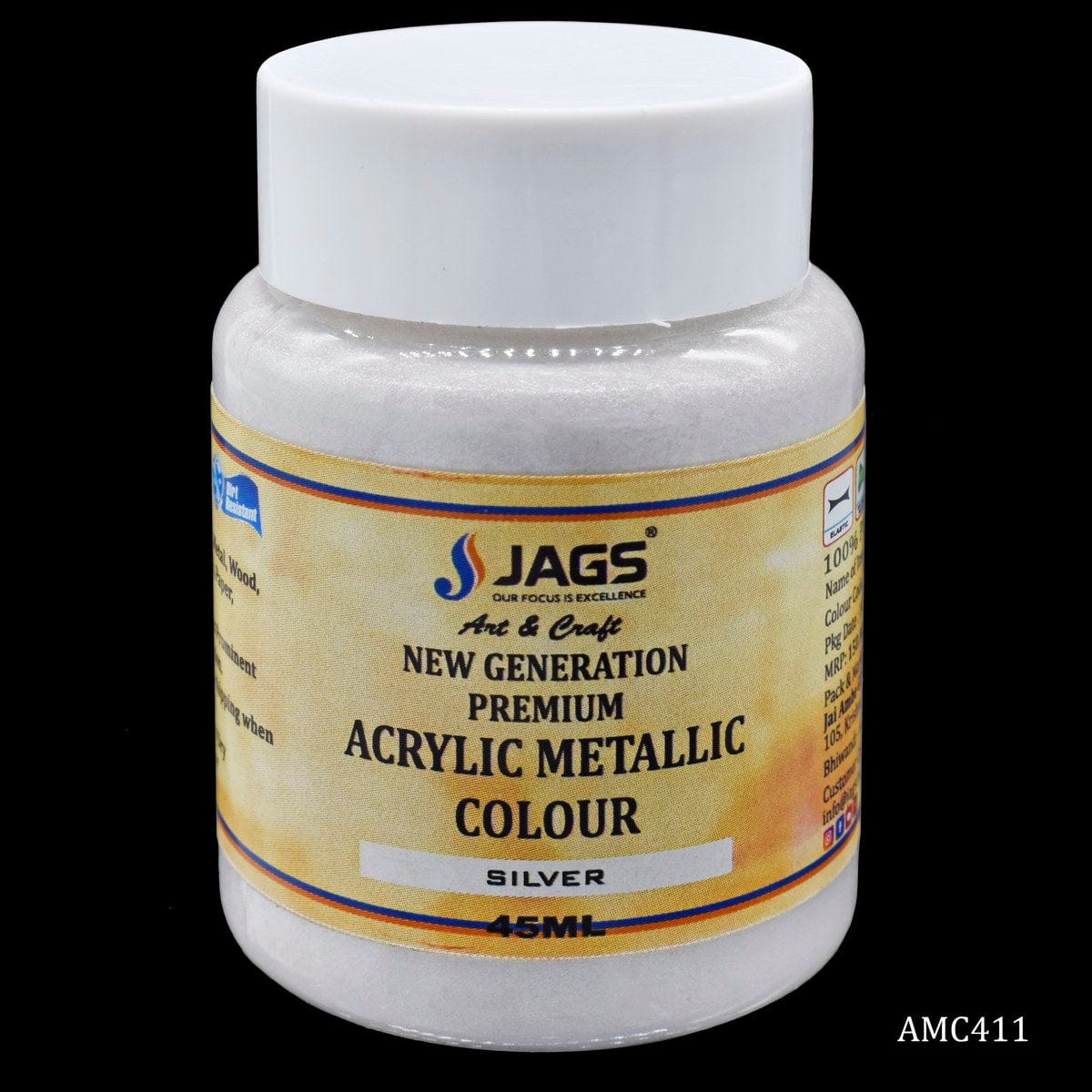 jags-mumbai Acrylic & Glass Colours Acrylic Metallic Col 45Ml Silver Code 103 AMC411