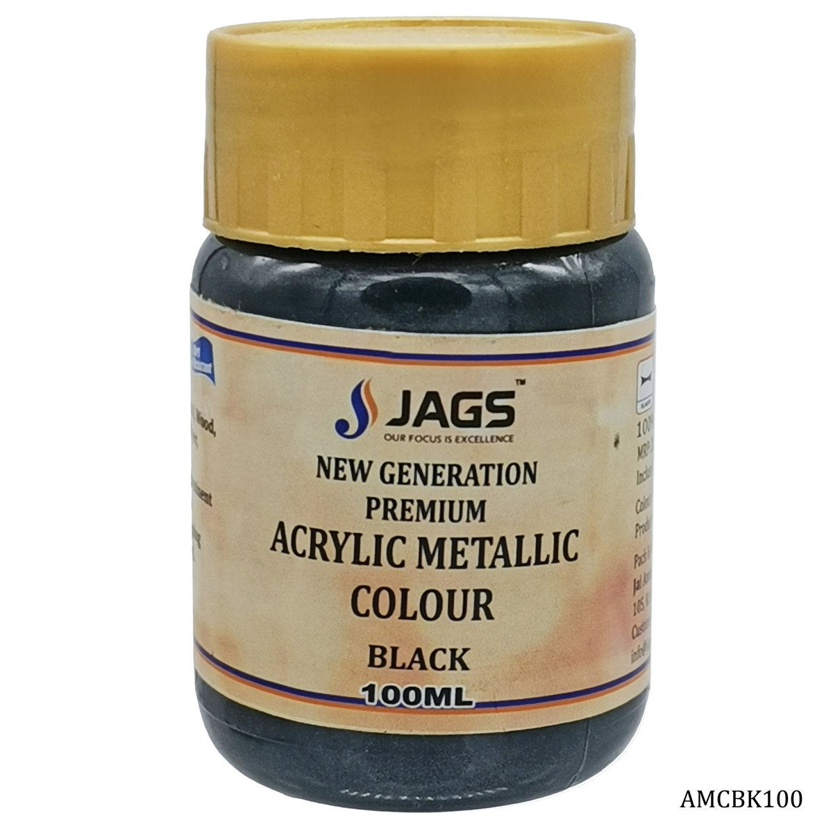 jags-mumbai Acrylic & Glass Colours Acrylic Metallic Col.Black 510 AMCBK100