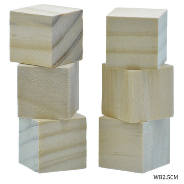 Wooden Block Square 2.5CM 6Pcs WB2.5CM