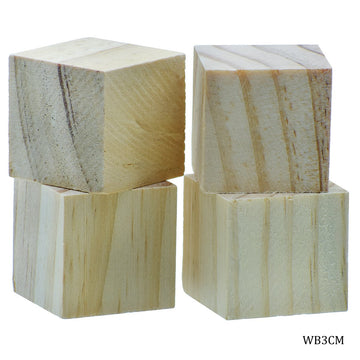 jags-mumbai Acrylic & Wooden Cutout Wooden Block Square 3CM 4Pcs WB3CM