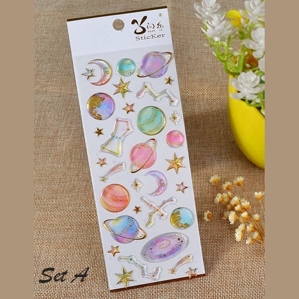 jags-mumbai art and craft Galaxy Pastel Color Crystal Stickers - Add Celestial Charm to Any Surface