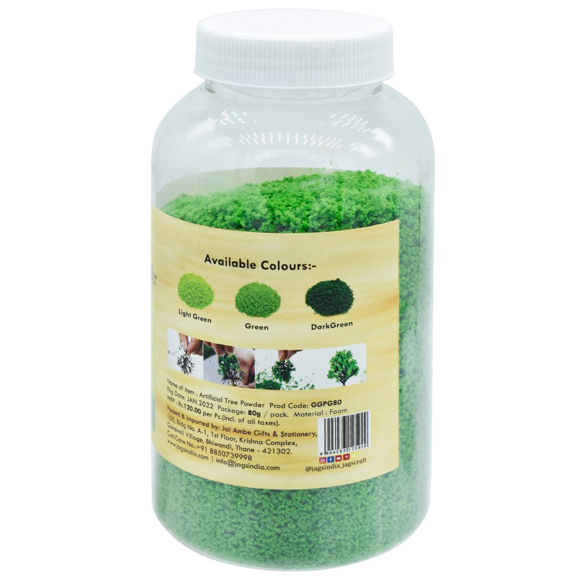jags-mumbai Artificial Grass Garden Grass Powder Green 80Gsm