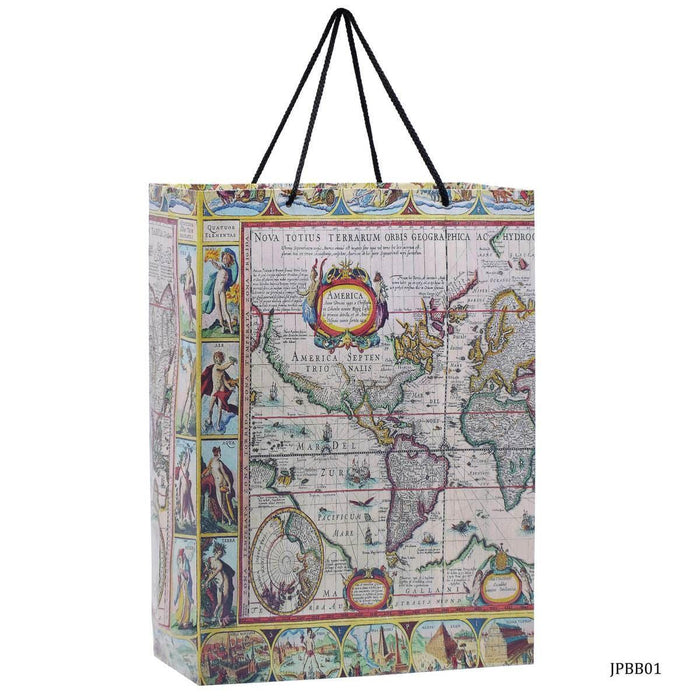 Jags Paper Bag Big Antique World Old Map B4 JPBB01 Pack of 12 Pcs