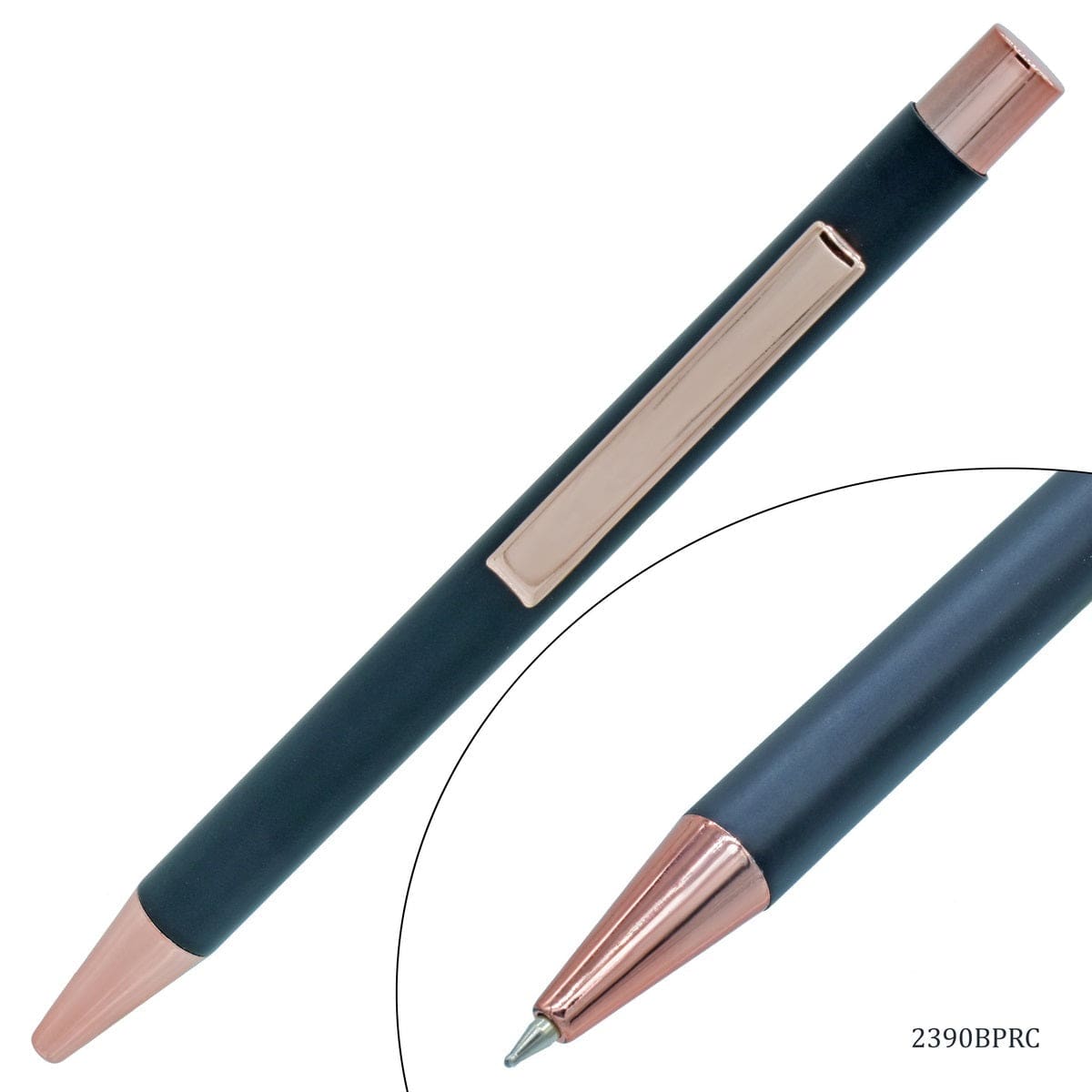 jags-mumbai Ball Pens Black Ball Pen with Matt Rose Gold Clip