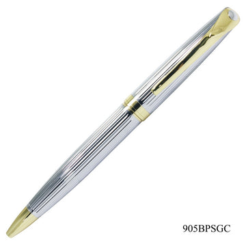 Silver and Gold Ballpoint Pen with Golden Clip