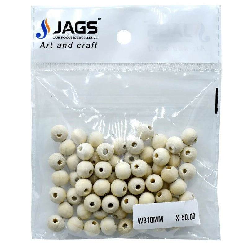 jags-mumbai Beads Jags Wooden Beads 10mm 20GM WB10MM