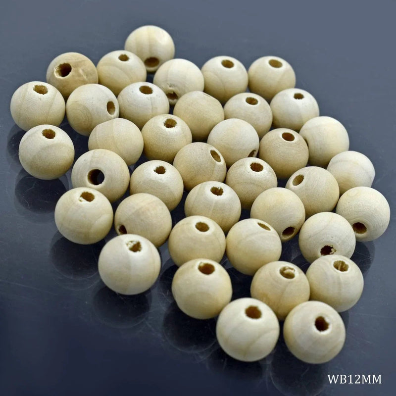 jags-mumbai Beads Jags Wooden Beads 12mm 20GM WB12MM