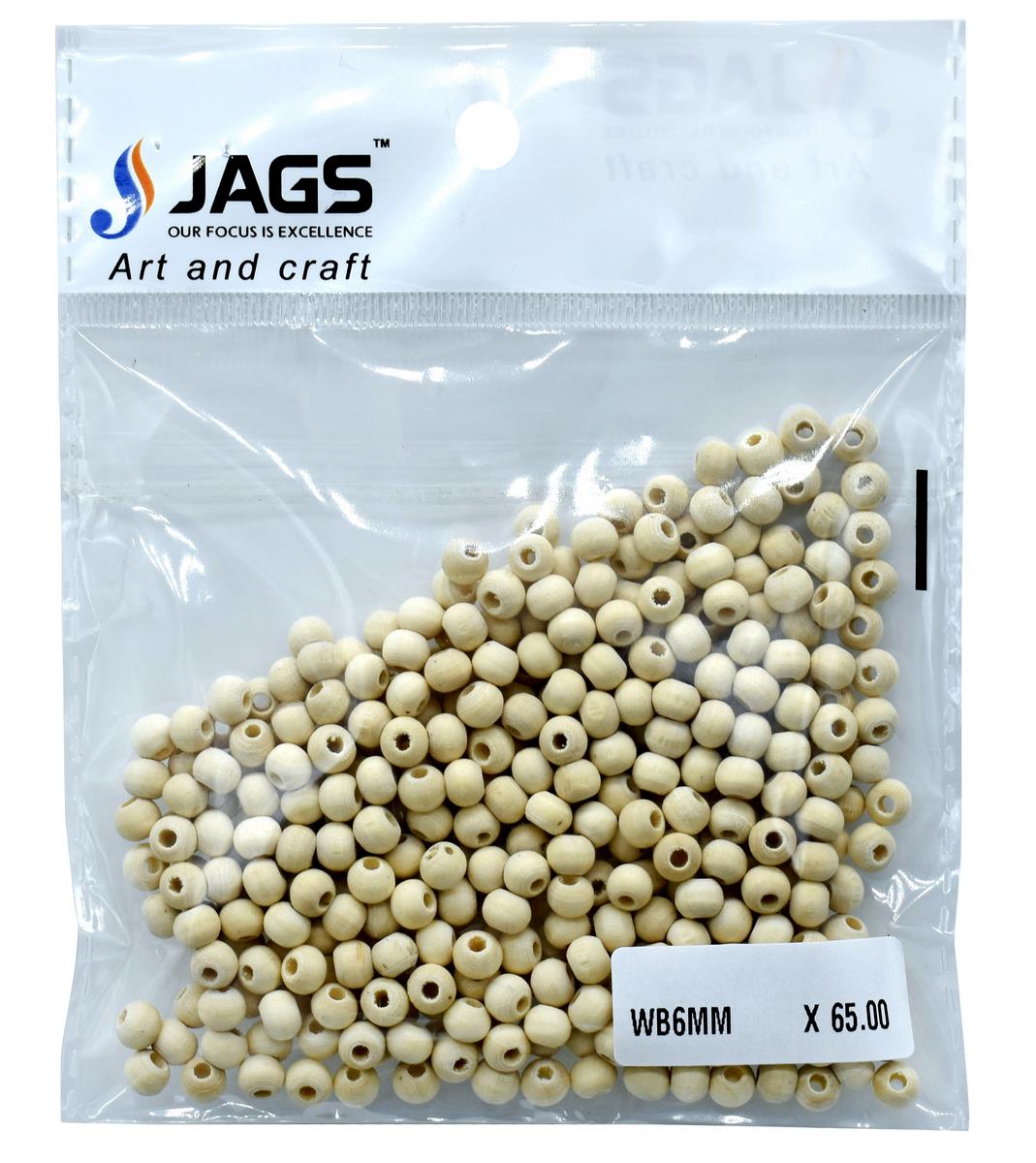 jags-mumbai Beads Jags Wooden Beads 6mm 20GM WB6MM