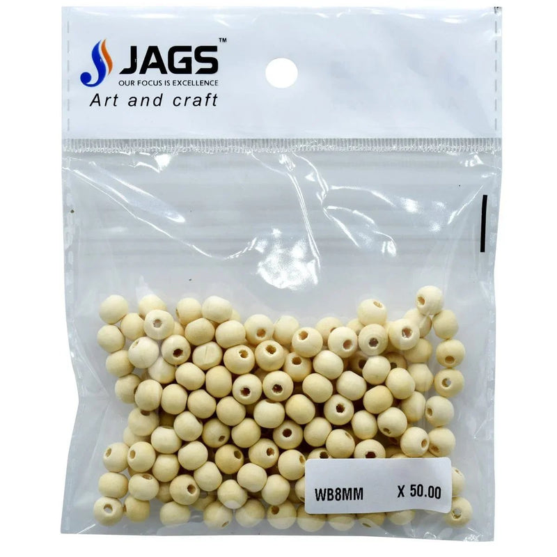 jags-mumbai Beads Jags Wooden Beads 8mm 20GM WB8MM