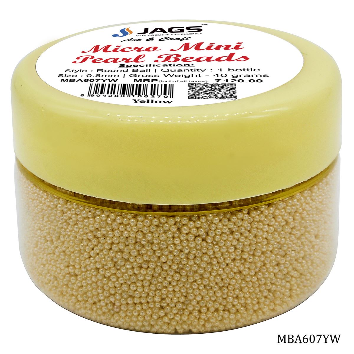 jags-mumbai Beads Micro Mini Pearl Beads 45gm Net Yellow