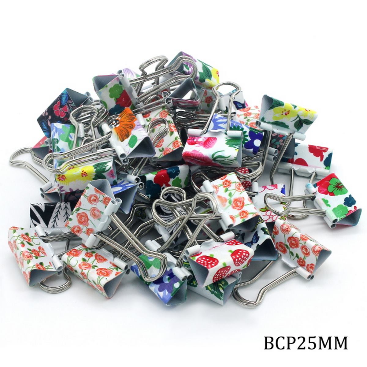 jags-mumbai Binder Clips & Pins Assorted Printed Binder Clips - 25mm (48pcs Box)