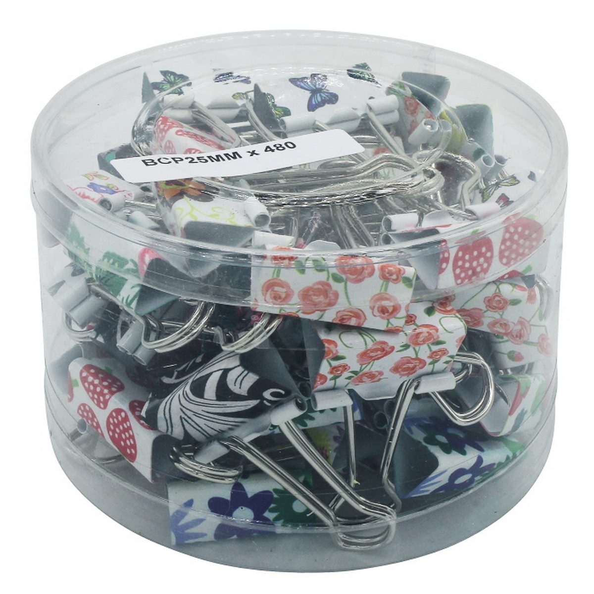 jags-mumbai Binder Clips & Pins Assorted Printed Binder Clips - 25mm (48pcs Box)