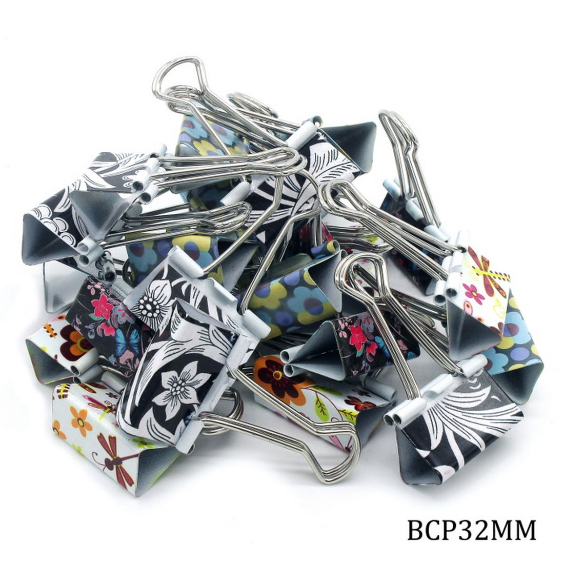 jags-mumbai Binder Clips & Pins Decorative Printed Jumbo Binder Clips - 32mm (24pcs Box)