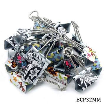 jags-mumbai Binder Clips & Pins Decorative Printed Jumbo Binder Clips - 32mm (24pcs Box)