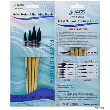 jags-mumbai Brush Artist Hair Mop Brush Sst of 4Pcs ANHM04