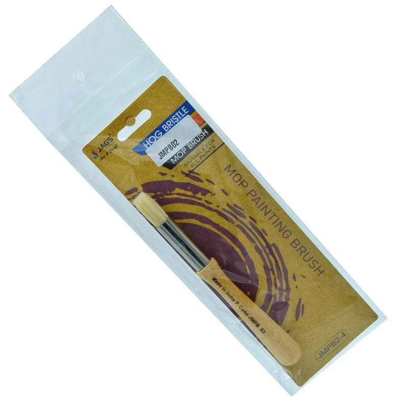 jags-mumbai Brush Jags Mop Painting Brush Hog Bristle No.2 - Fine Detailing and Texture Brush for Artists