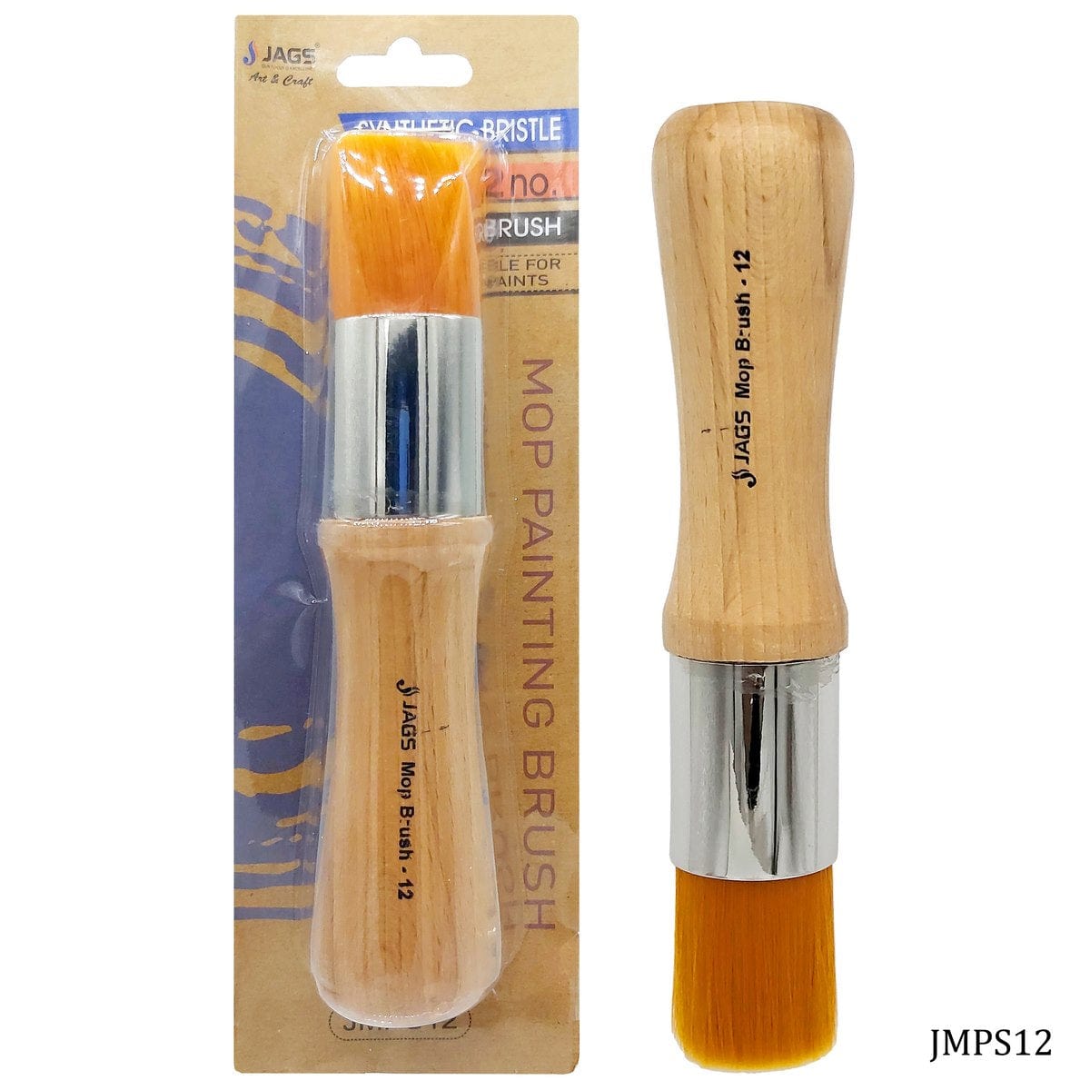 jags-mumbai Brush Jags Mop Painting Brush Synthetic Hair No12 - Large Brush for Bold and Expressive Artworks