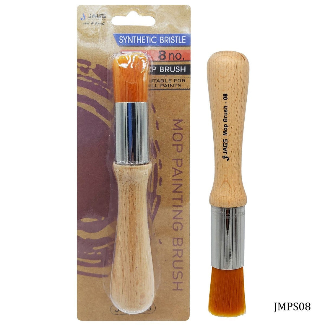 jags-mumbai Brush Jags Mop Painting Brush Synthetic Hair No8 - Versatile Brush for Bold and Expressive Art