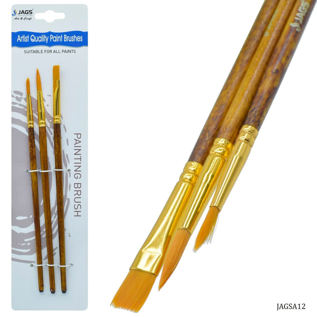 jags-mumbai Brush Jags Painting Brush Set Of 3Pcs JAGSA12