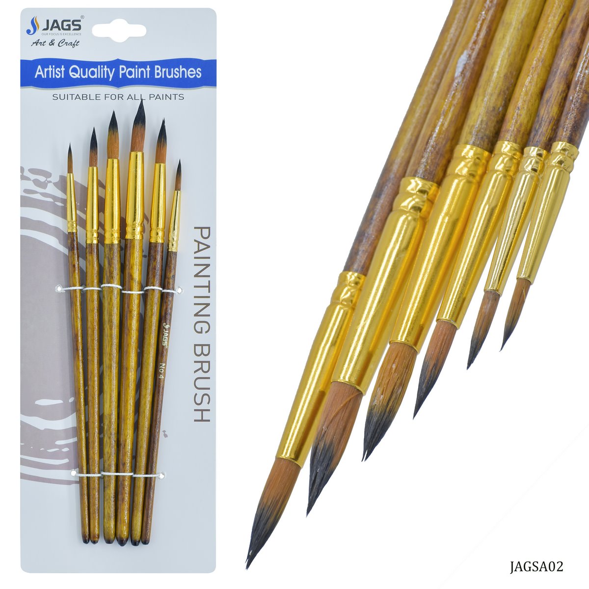 jags-mumbai Brush Jags Painting Brush Set Of 6Pcs