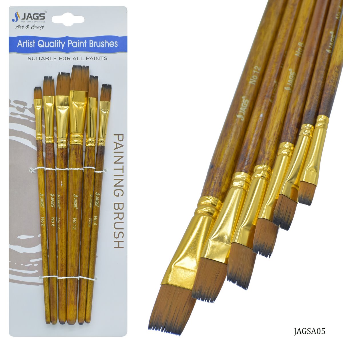 jags-mumbai Brush Jags Painting Brush Set Of 6Pcs JAGSA05