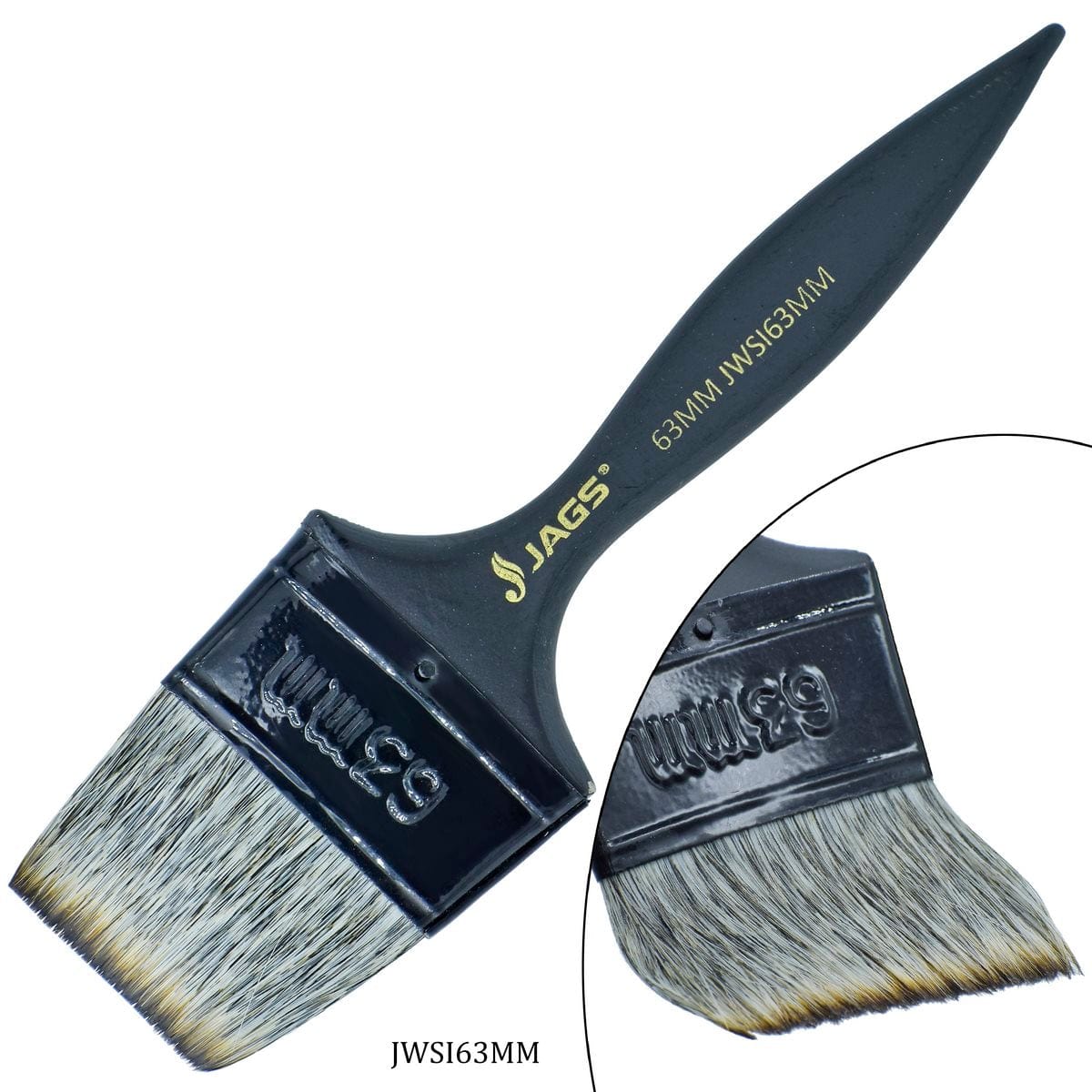 jags-mumbai Brush Maxi Wash Brush: Synthetic Imitation Hair, Black Handle - 63MM