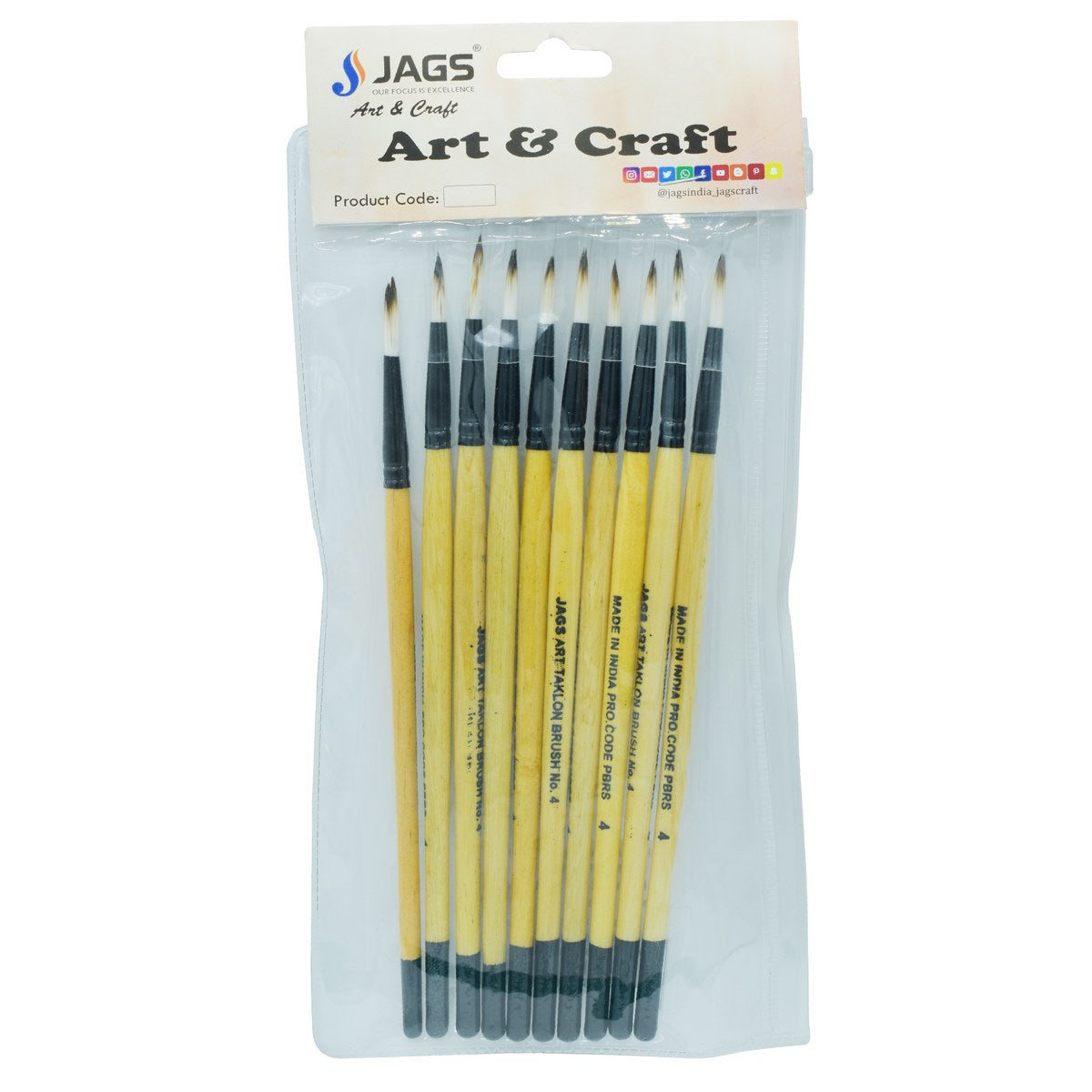 jags-mumbai Brush Painting Brush Round Synthetic Hair No 4 PBRS04
