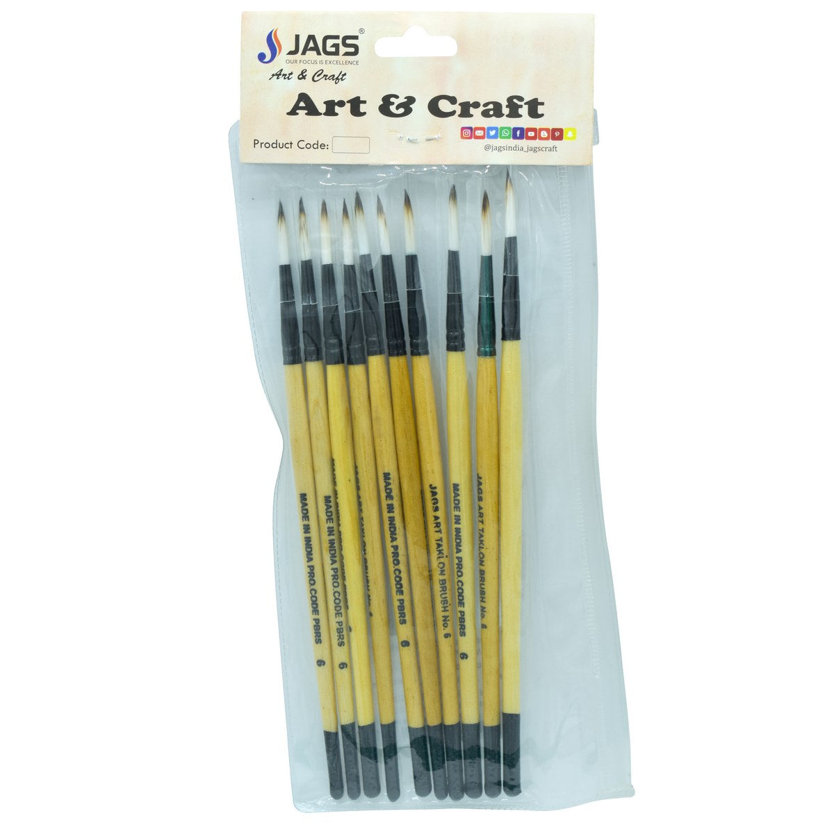 jags-mumbai Brush Painting Brush Round Synthetic Hair No 6 PBRS06