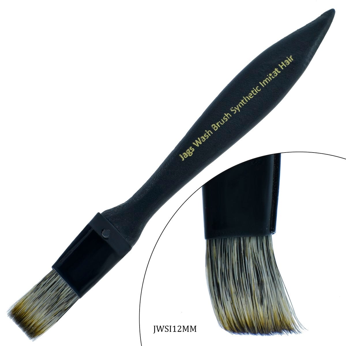jags-mumbai Brush Professional Grade Wash Brush: Synthetic Imitation Hair, Black Handle - 12MM