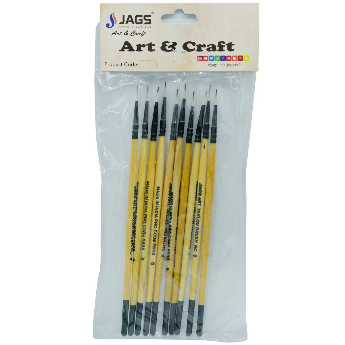 jags-mumbai Brush Synthetic Hair Round Painting Brush - No. 0