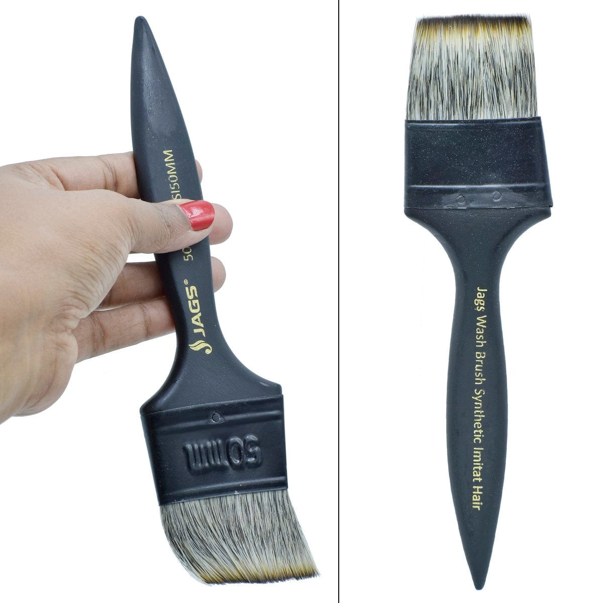 jags-mumbai Brush Ultra Wash Brush: Synthetic Imitation Hair, Black Handle - 50MM