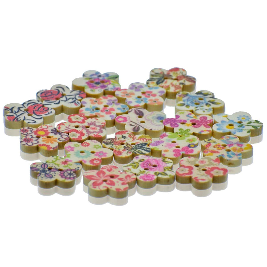 jags-mumbai Button Decorative Button Wooden Flower Small 20pcs