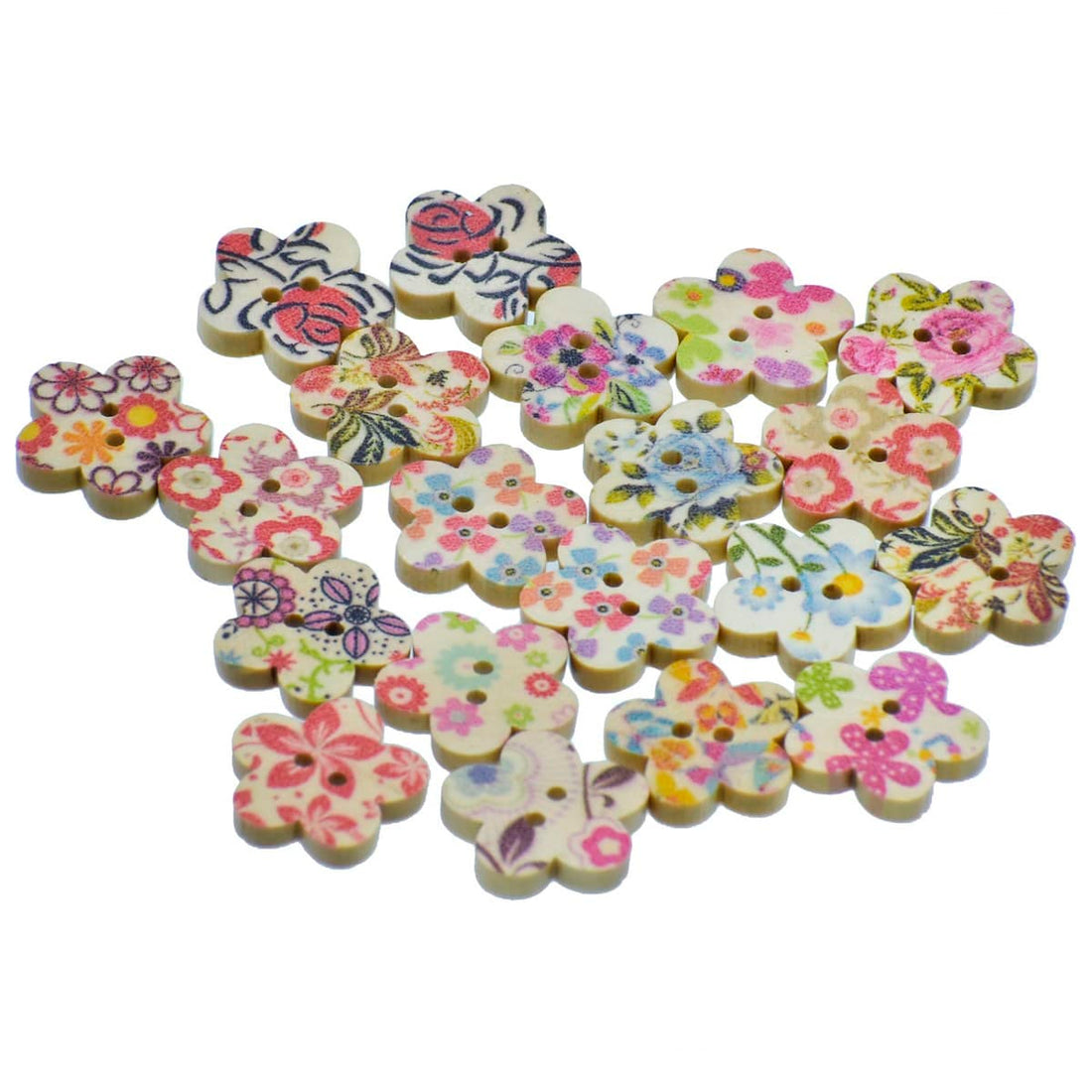 jags-mumbai Button Decorative Button Wooden Flower Small 20pcs