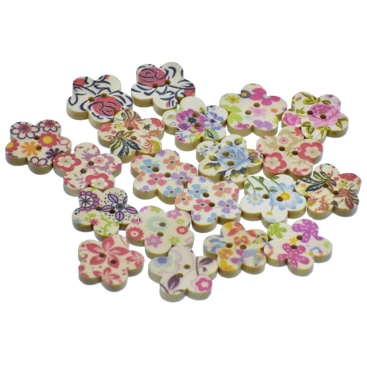 jags-mumbai Button Decorative Button Wooden Flower Small 20pcs