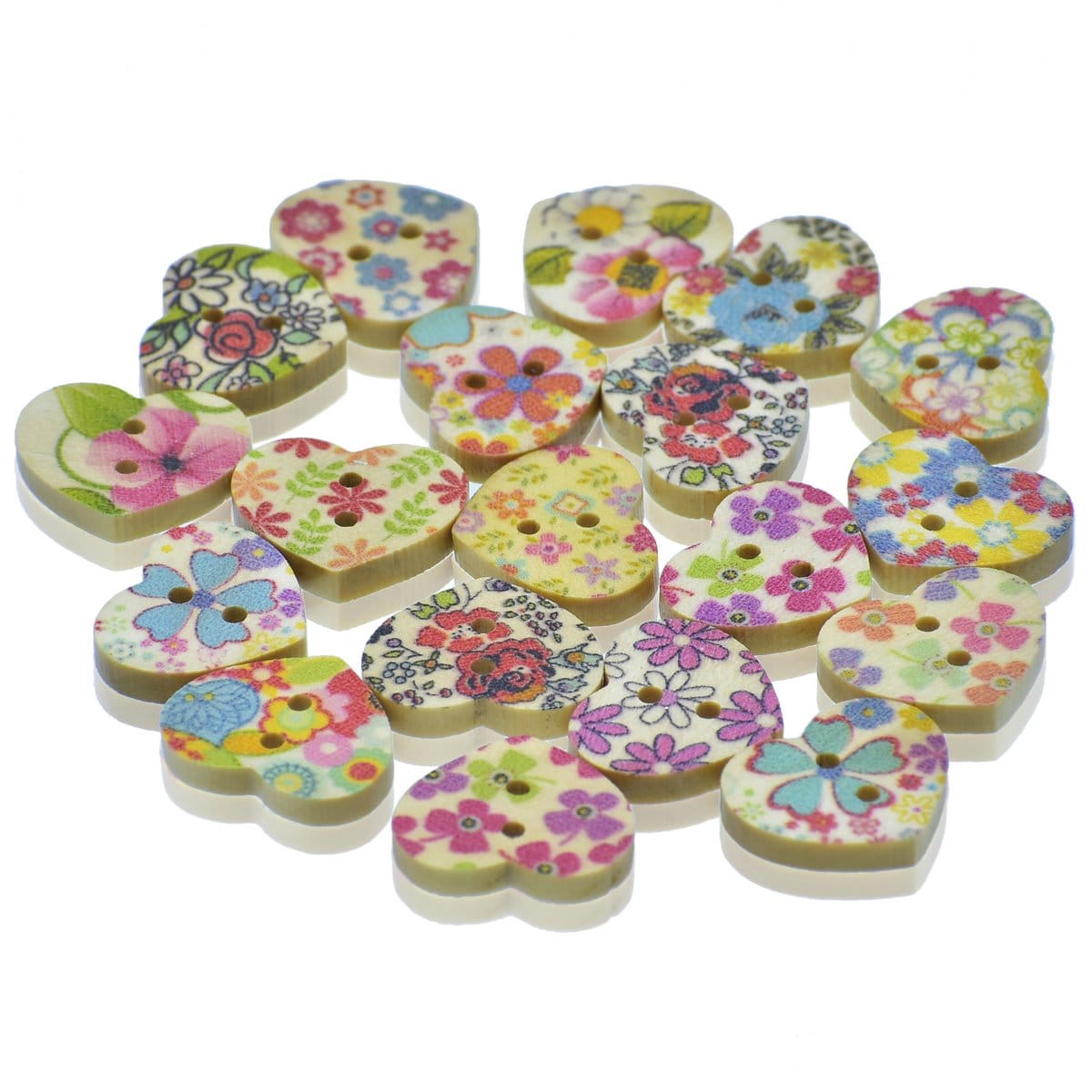 jags-mumbai Button Decorative Button Wooden Heart Small 20pcs