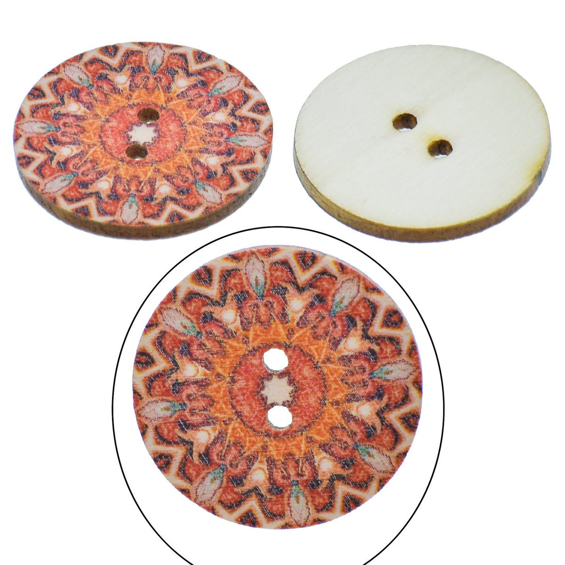 jags-mumbai Button Decorative Wooden Button Big Round (10pcs)