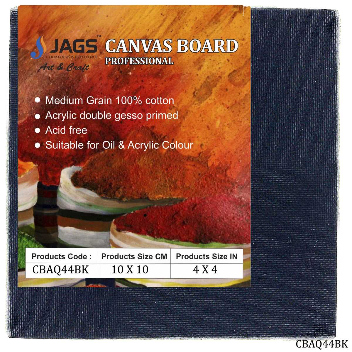 jags-mumbai canvas Boards Canvas Board Artist Quality BK 4X4inch CBAQ44BK