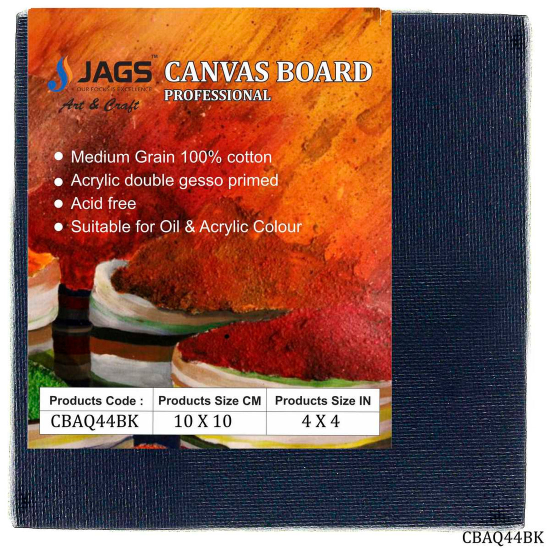 jags-mumbai canvas Boards Canvas Board Artist Quality BK 4X4inch CBAQ44BK