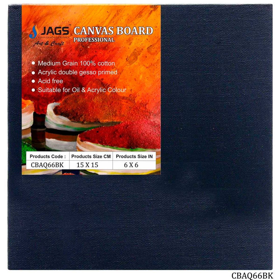 jags-mumbai canvas Boards Canvas Board Artist Quality BK 6X6Inch CBAQ66BK