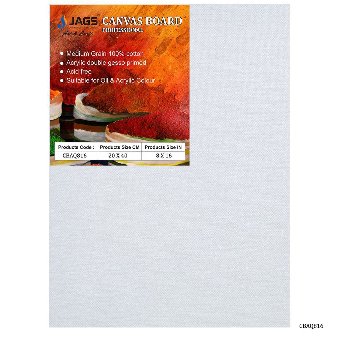 jags-mumbai canvas Boards Canvas Board Artist Quality White 8X16