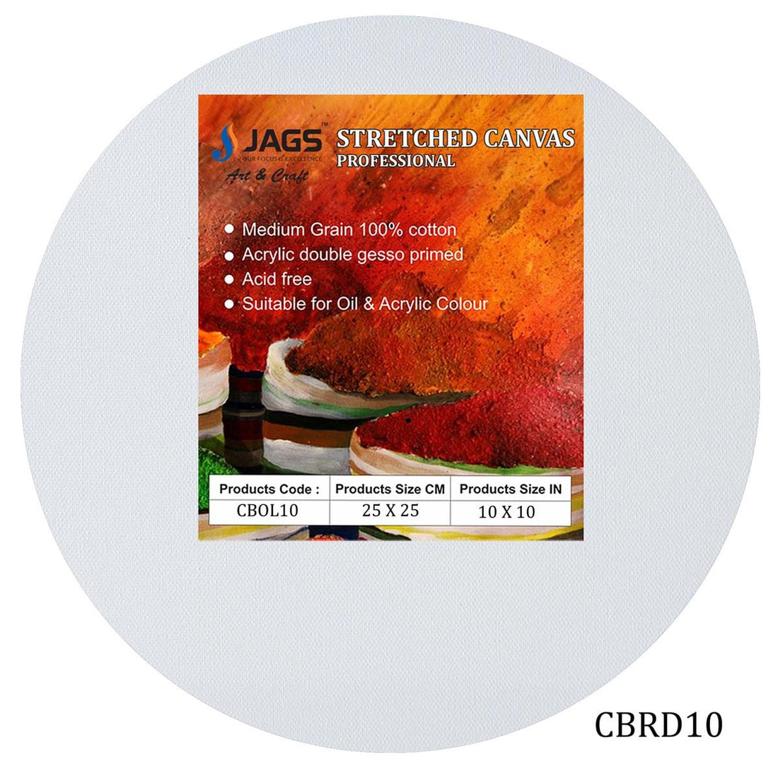 jags-mumbai canvas Boards Canvas Board Stretched Frame Round 10Inch