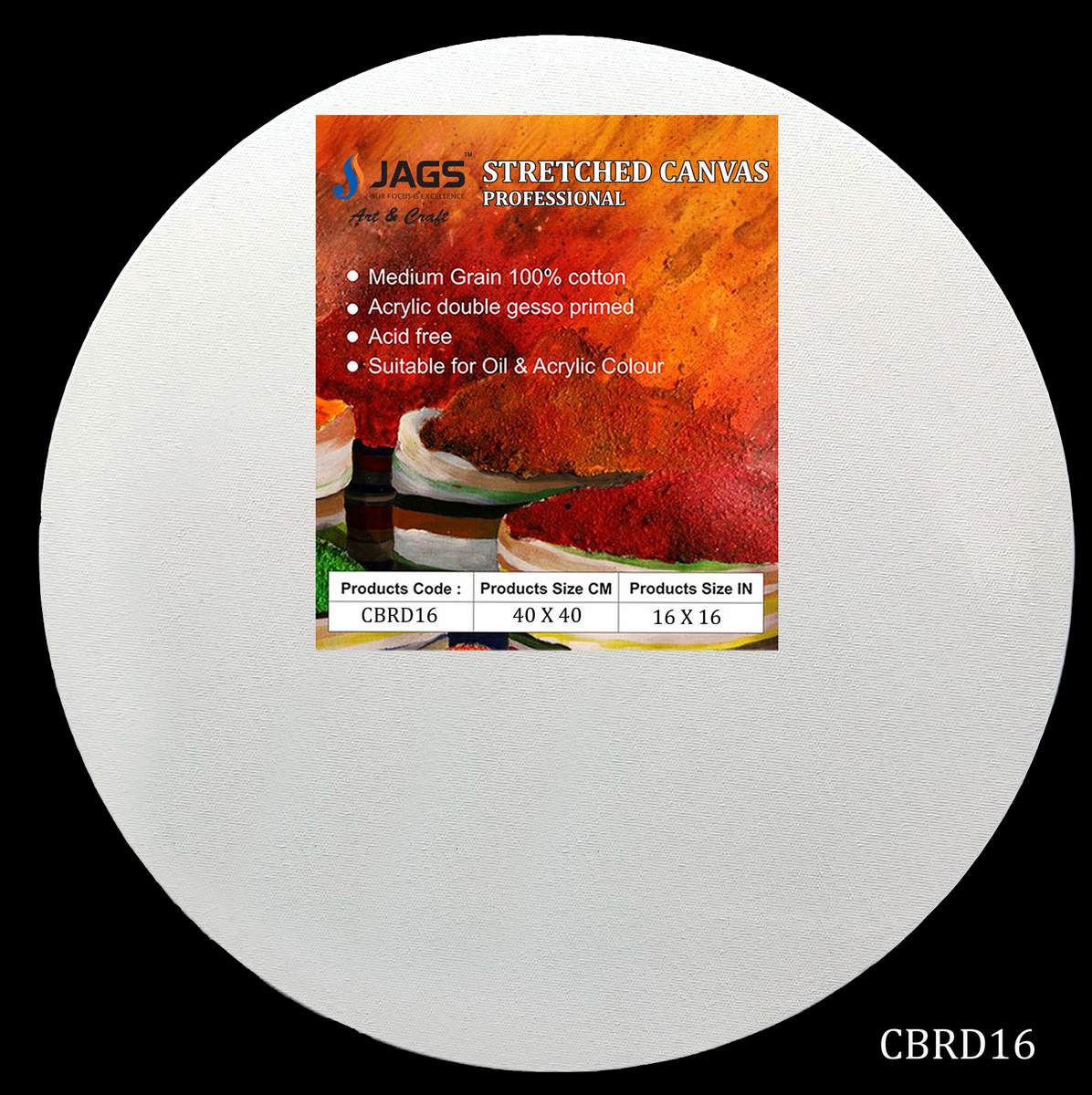 jags-mumbai canvas Boards Canvas Board Stretched Frame Round 16Inch CBRD16